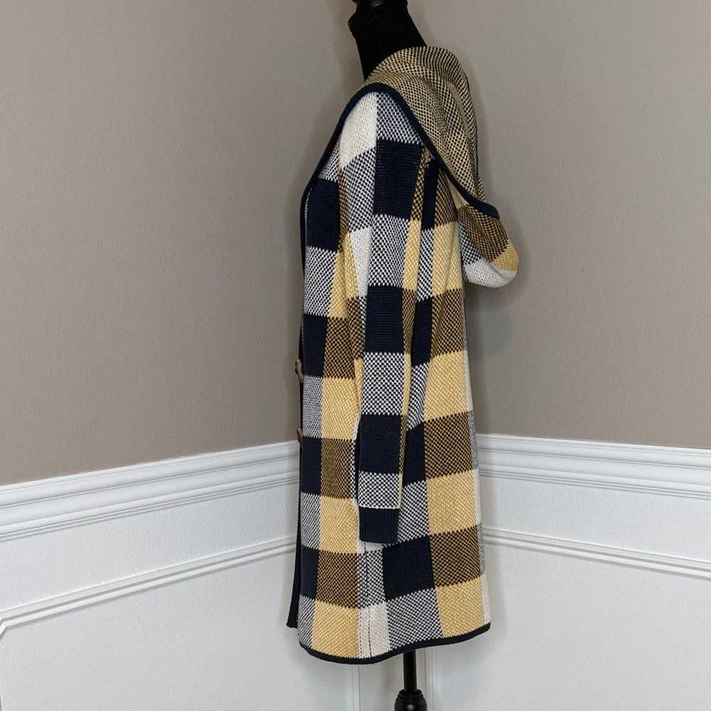 NWOT CAbi Checkered Hooded Sweater Coat, style 4229, size medium - Picture 6 of 14